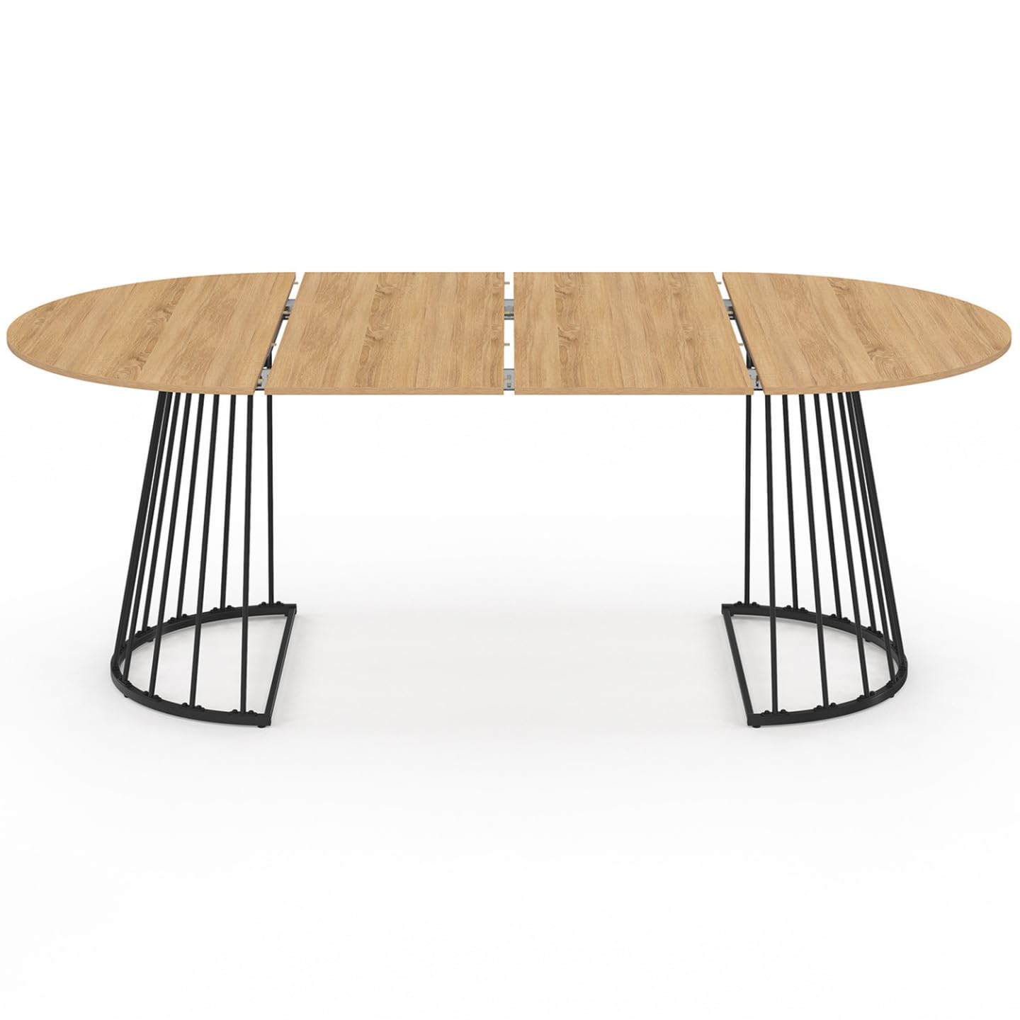 IDMarket Yuna – Mesa de comedor extensible redonda para 4-10 personas, madera y negro, 110-200 cm