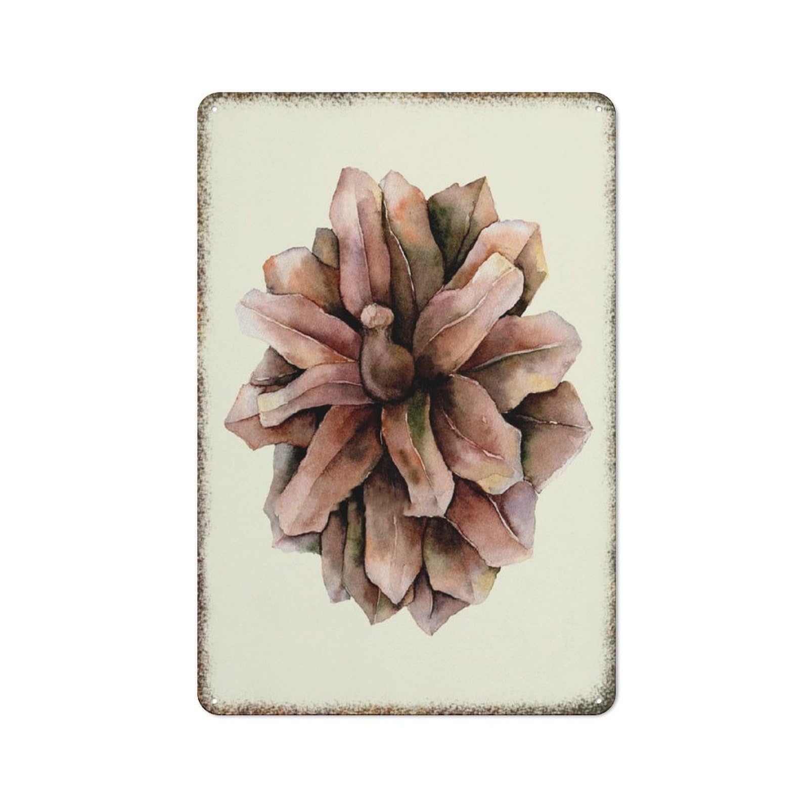Pinecone Tree Farmhouse Vintage Metal Plaque Humorous Art Style Garden Household Wall Decor 8x12 Inch