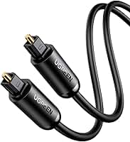 UGREEN Cabo óptico de áudio Toslink Cabo Adaptador de Áudio Óptico Macho para Macho Compatível com PS4, VD/CD player, Blu-ray players, Console de jogos (1M)