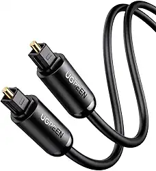 UGREEN Cabo óptico de áudio Toslink Cabo Adaptador de Áudio Óptico Macho para Macho Compatível com PS4, VD/CD player, Blu-ray players, Console de jogos (1M)
