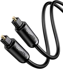 UGREEN Cabo óptico de áudio Toslink Cabo Adaptador de Áudio Óptico Macho para Macho Compatível com PS4, VD/CD player, Blu-ray players, Console de jogos (1M)