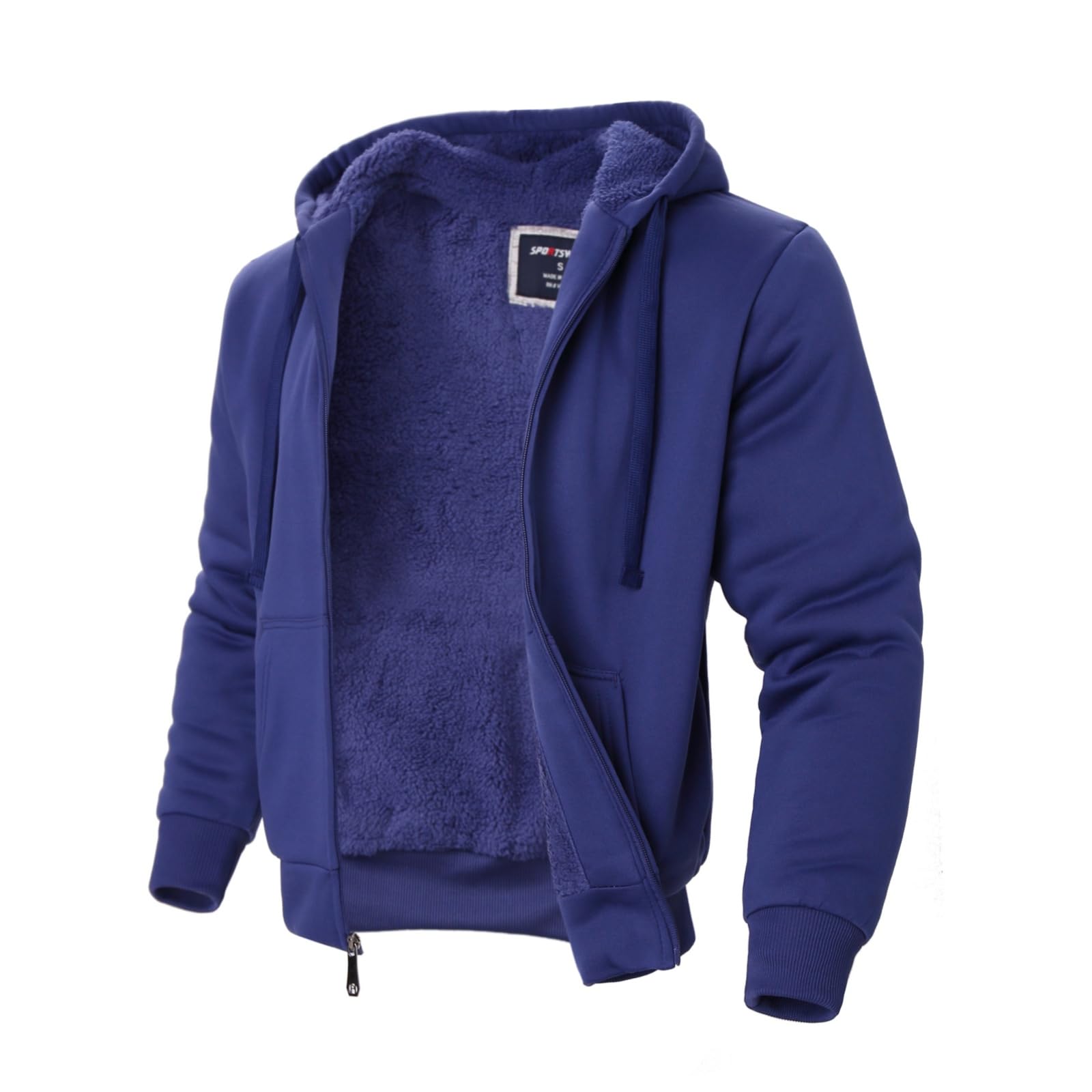 LeeHanTon Sherpa Lined Hoodies for Men Heavyweight Full Zip Up Sweatshirt Thick Fleece Winter Warm Work Jackets Plus Size