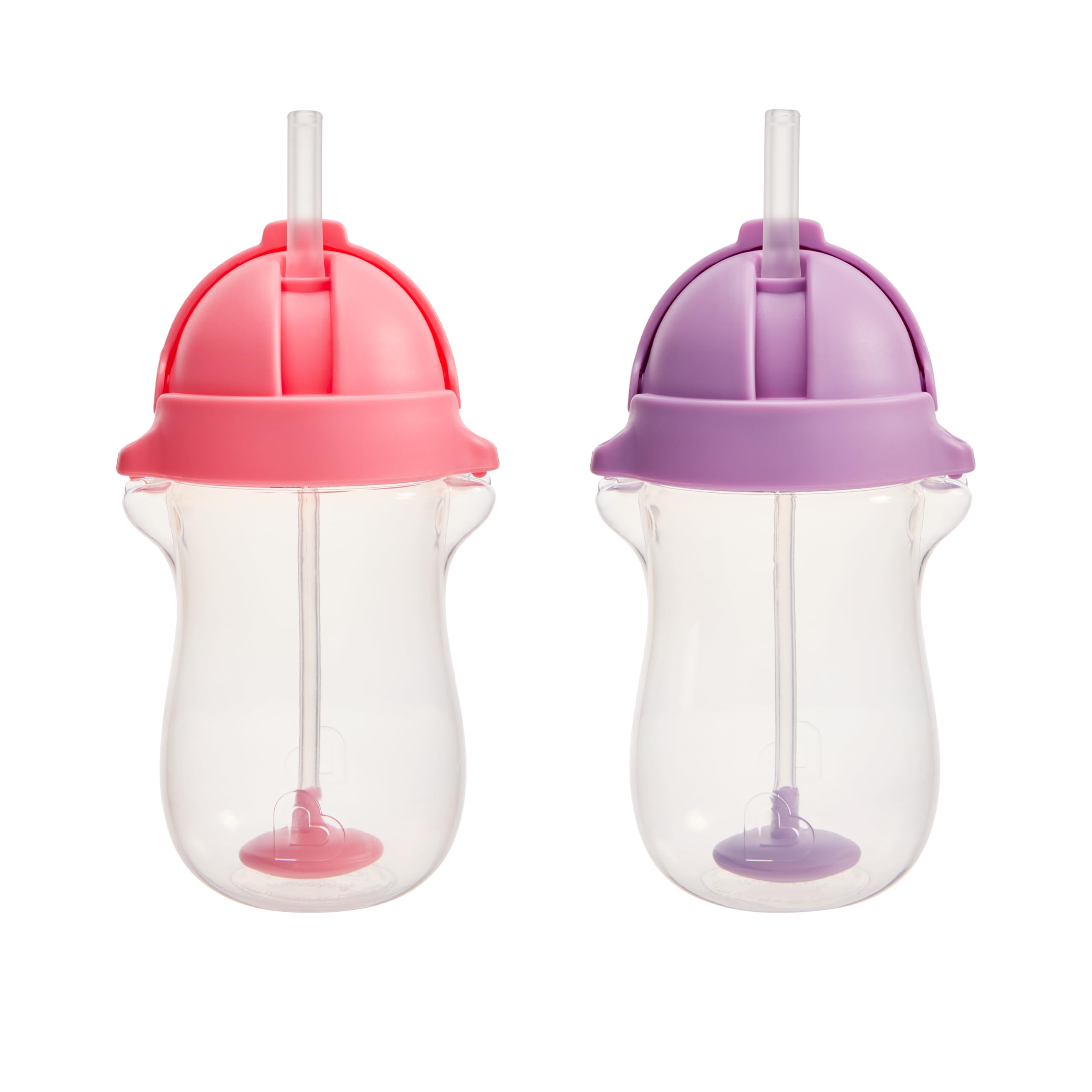Munchkin Click Lock Any Angle Weighted Straw Cup, 10 Ounce, 2 Count, Pink/Purple