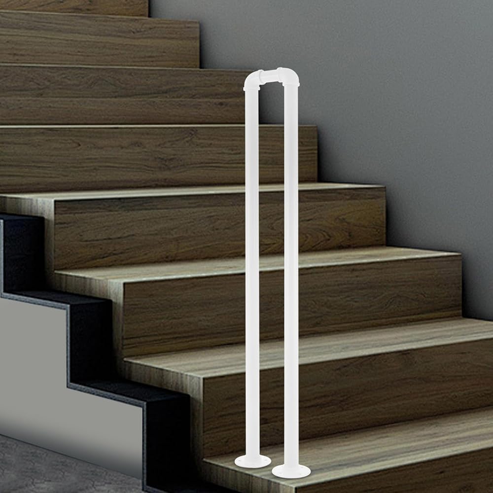 Lqsybhd White 1 Pcs U-Shaped Hand Rails For Indoor Stairs, 1 Step Industrial Style Non-Slip Railing, Stair Handrail For Loft Restaurant Garage Porch Courtyard Doorways Garden Fence(Size:75cm/29.5Inch,Color:white)