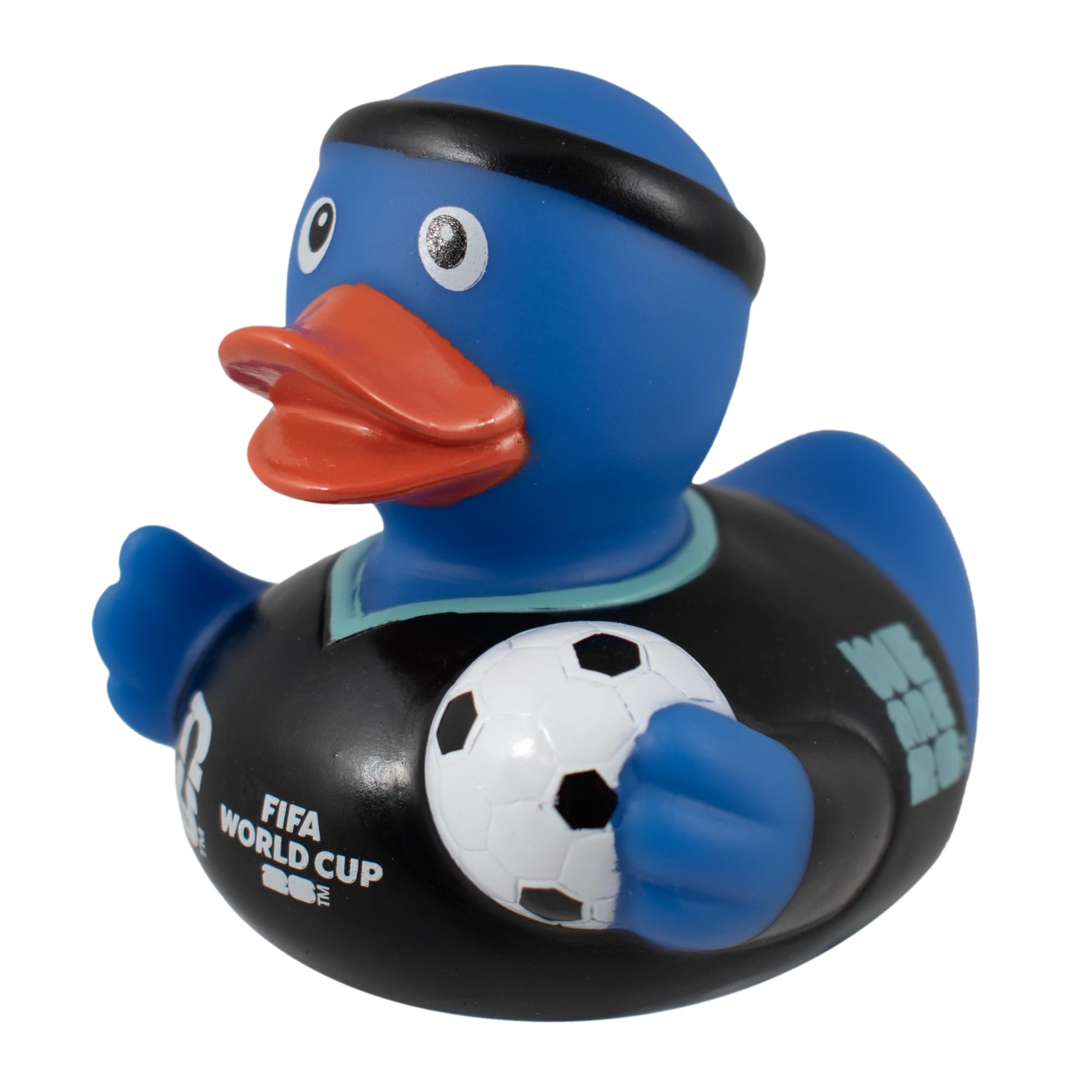 Hy-Pro Officially Licensed FIFA World Cup 2026 Rubber Duck - Bath Toy with Headband & Shirt Holding Ball, Collectible Football Mascot for Supporters, Fun & Nation Pride Display - Blue - 1
