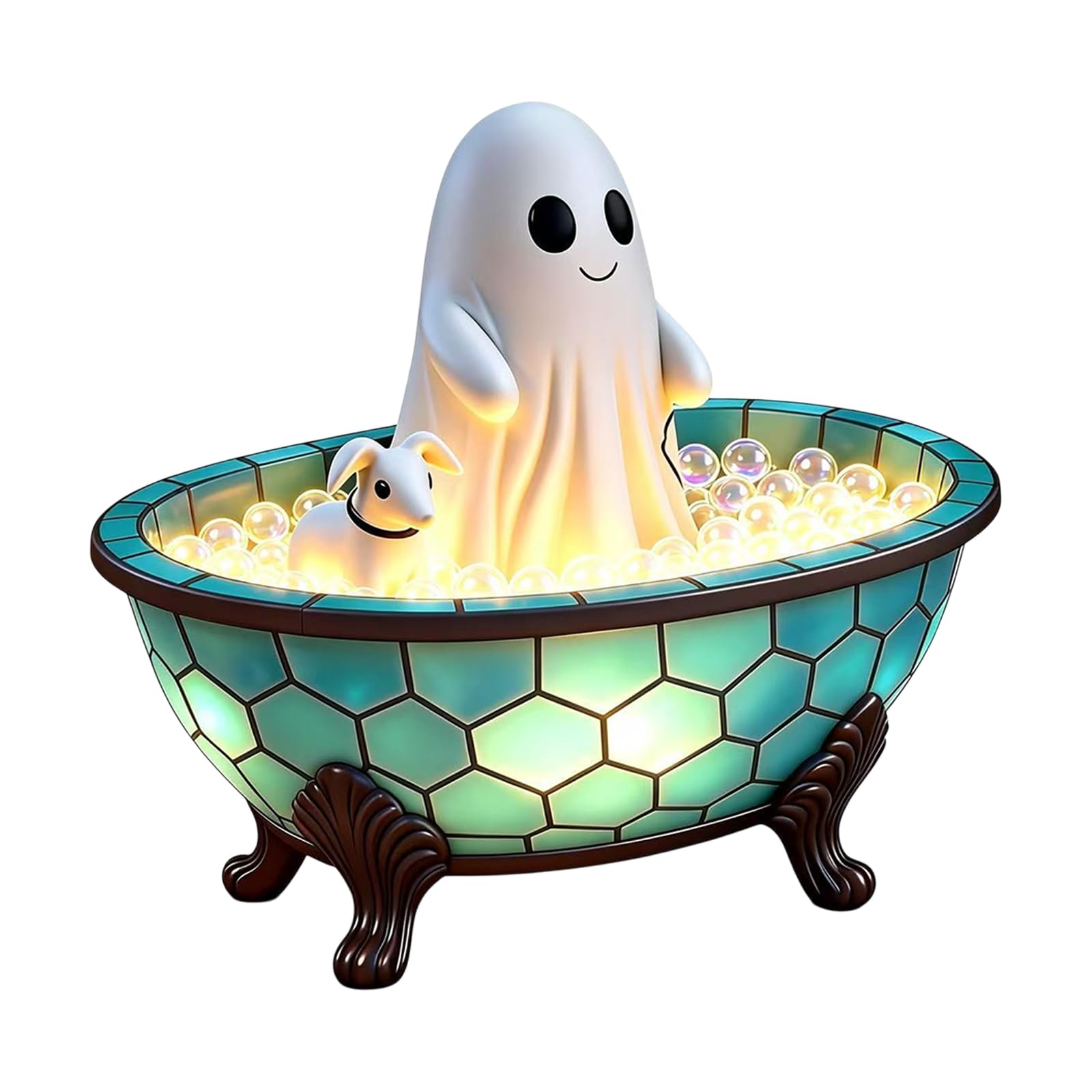 Creative Bathtub Decor Light, Halloween LED Night Lamp with Warm Glow, 5.51 in Accent Size for Tabletop Seasonal Styling on Shelves Halloween Bathtub Night Light Led Tabletop Decor Seasonal Accent Usb