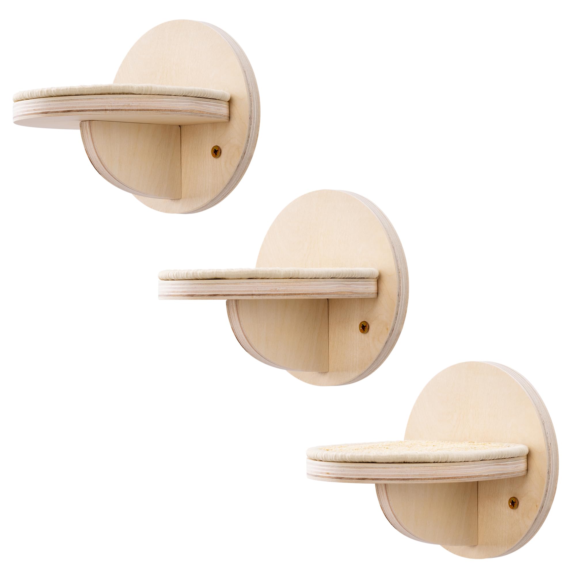 Navaris Escaliers pour Chat - Lot 3X Marche Parcours Mural Chat 16 x 16 x 15 cm pour Chats Chatons avec Fixation Murale - Marche Flottante Escalade avec Surface en Sisal