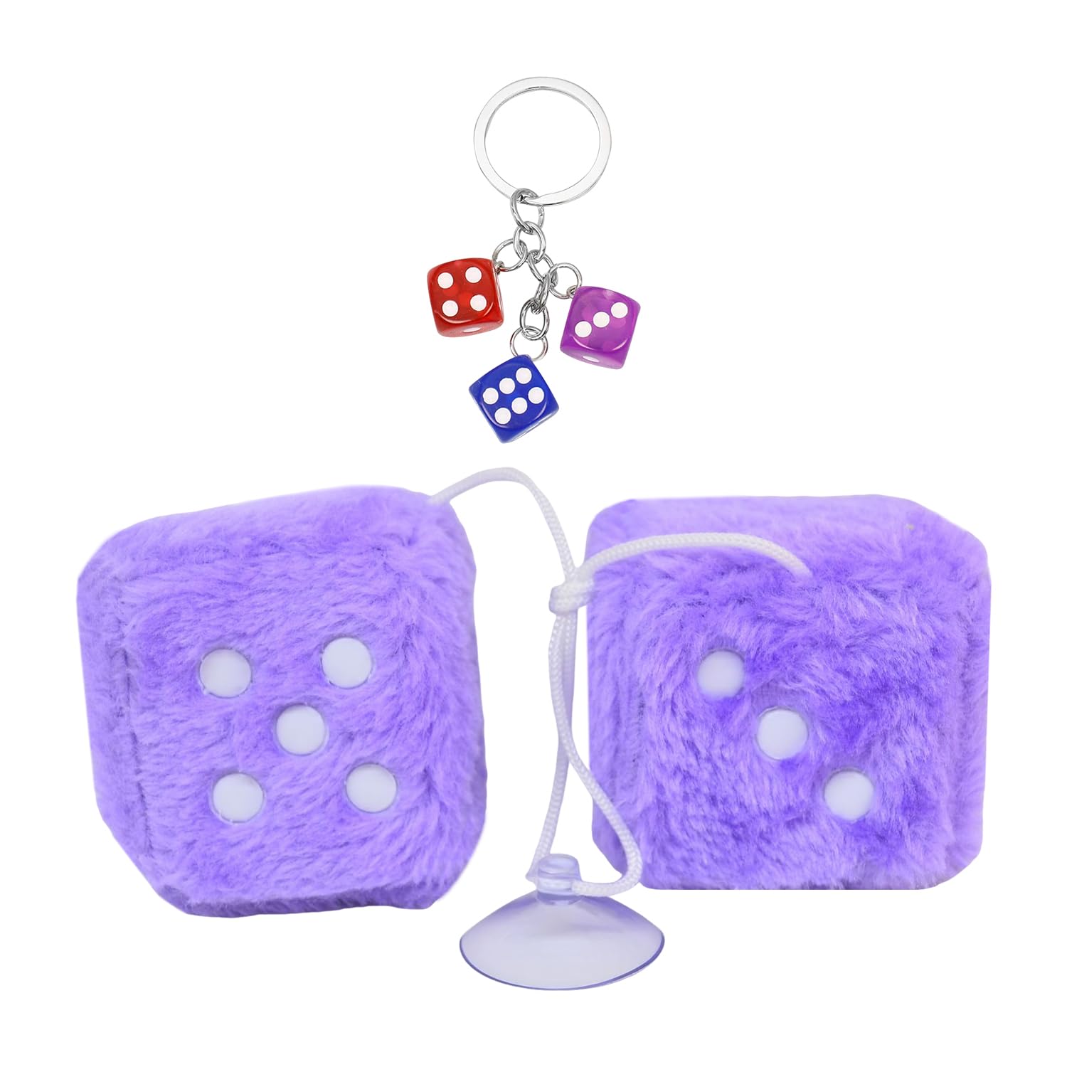RNFKSU 1 Purple Dice Pendant And 1 Keychain, Plush Cartoon Pendant, Bag Decoration Accessories, Creative Key Chain.