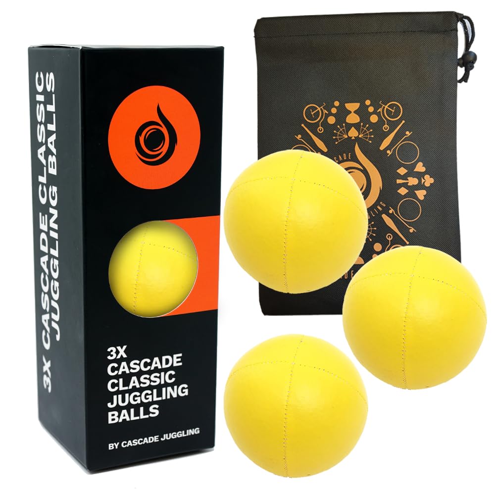 3 x Pro 115g Cascade Classic Juggling Balls - Thud Set With Bag (Yellow)