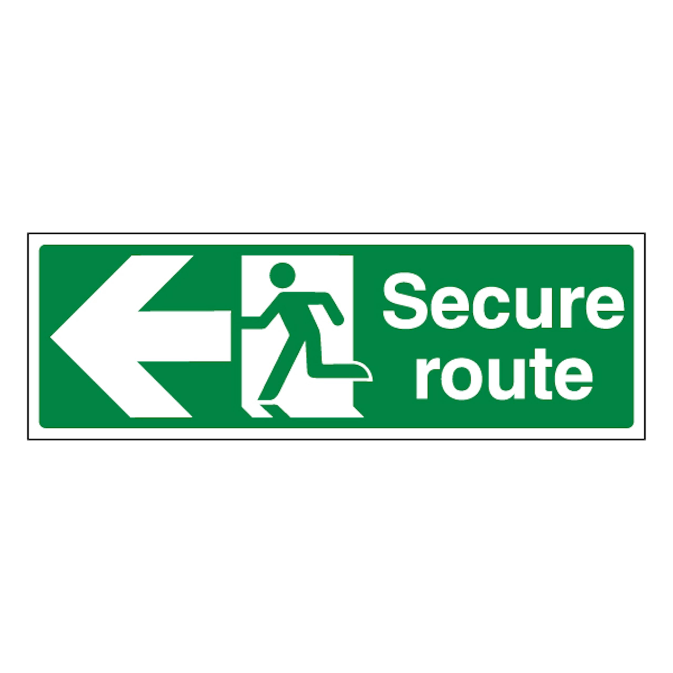 V Safety Secure Route Arrow Left 300 x 100 mm - 2mm Super-Tough Rigid Plastic Safety Sign