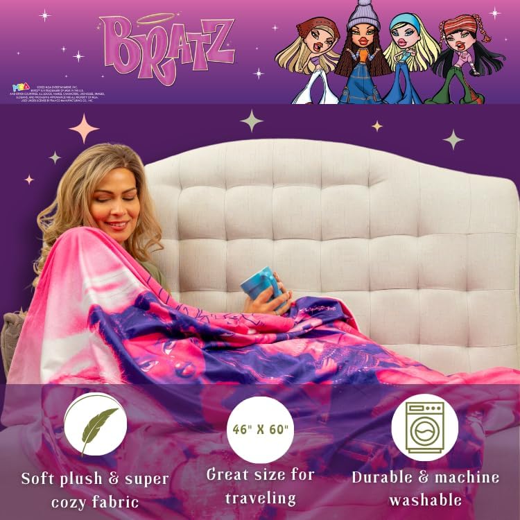 Franco Collectibles Bratz Dolls Bedding Super Soft Plush Throw, 46 in x 60 in, (Official Licensed Product) - Image 4