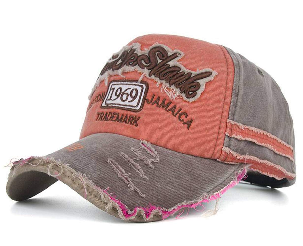 CHENNUO Vintage Baseball Caps Mens Distressed Snapback Trucker Hat Outdoor Sports Cap (Orange)