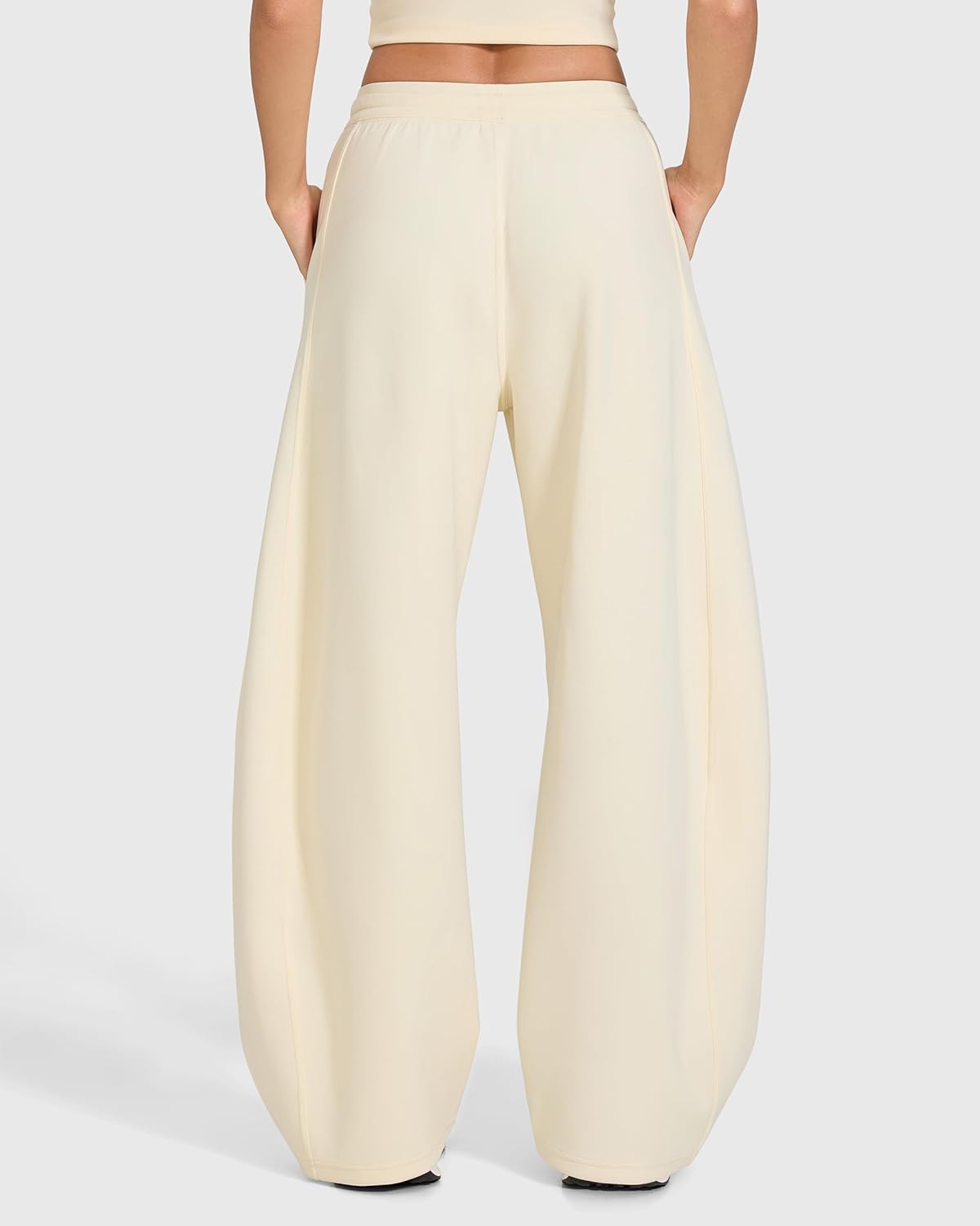 MOOSLOVER Women Barrel Sweatpants Baggy Wide Leg Pants Elastic Waisted Drawstring Lounge Sweat Pants with Pockets - Image 4