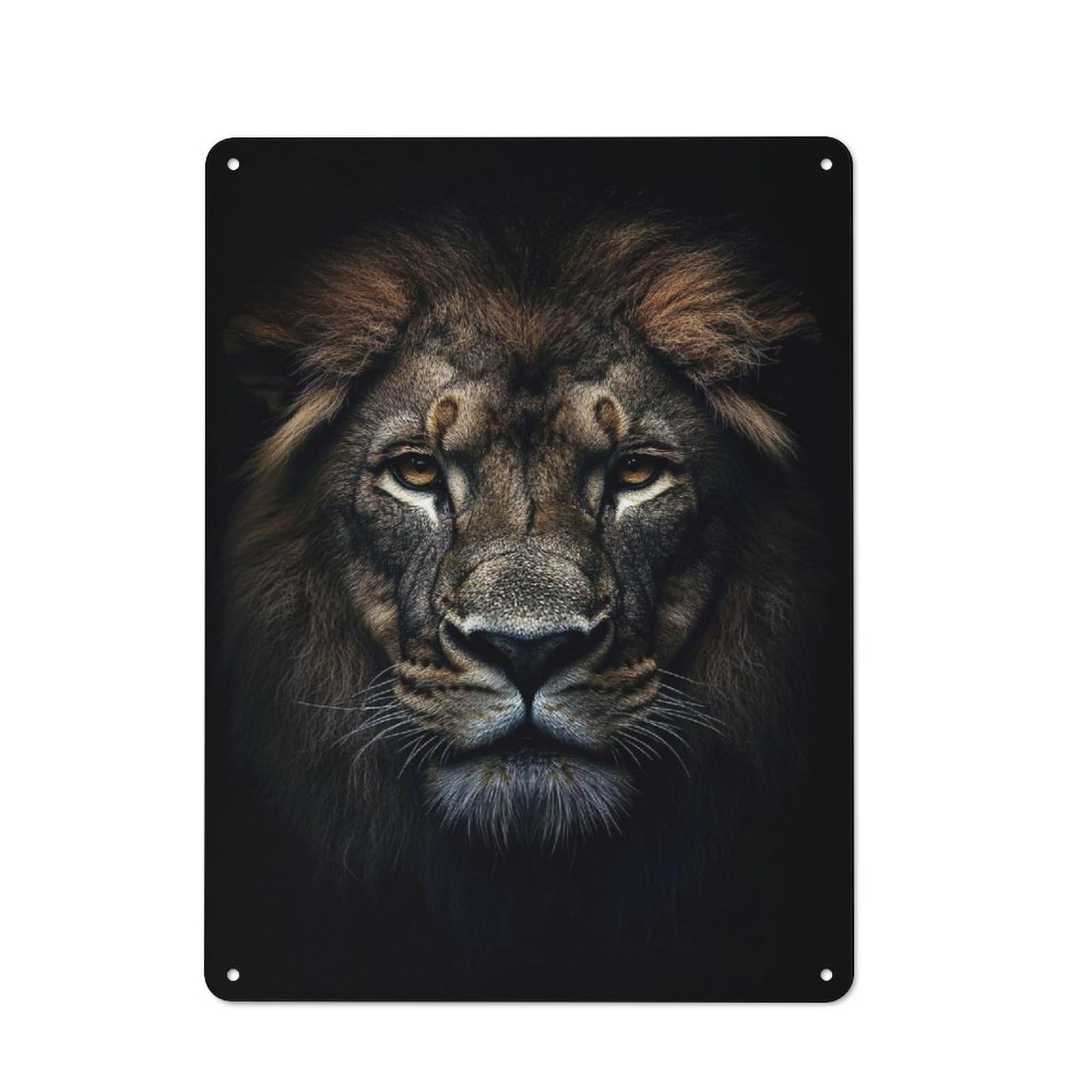 Workshop Style Garage Metal Sign 40x30cm Featuring Majestic Lion Portrait Poster, Picture, Metal Print, Paint by Maria Mariou, Industrial Wall Art for Garage, Hobby Room, Office Or Man Cave