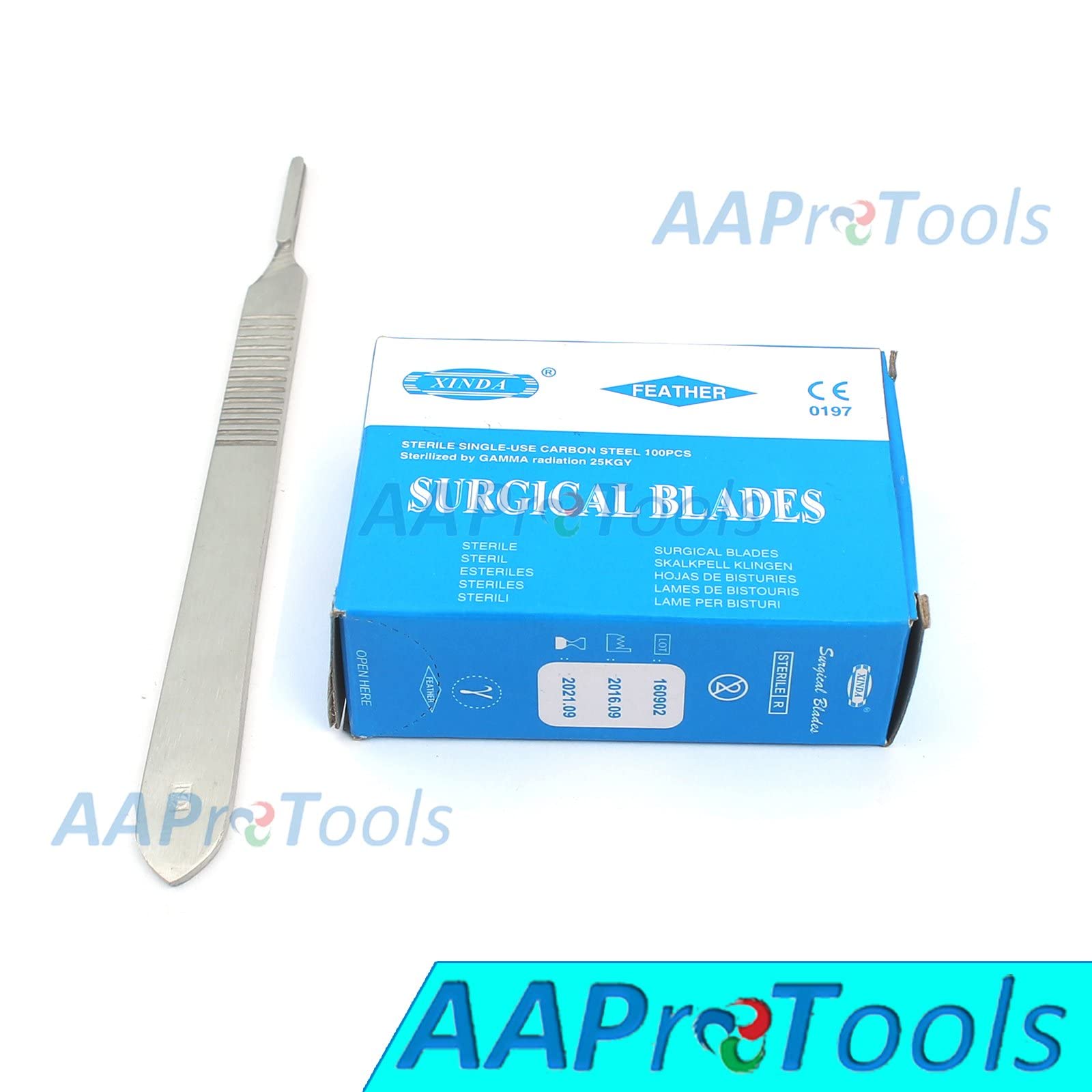 AAPROTOOLS 100 SCALPEL BLADES # 11 WITH FREE HANDLE A+ QUALITY