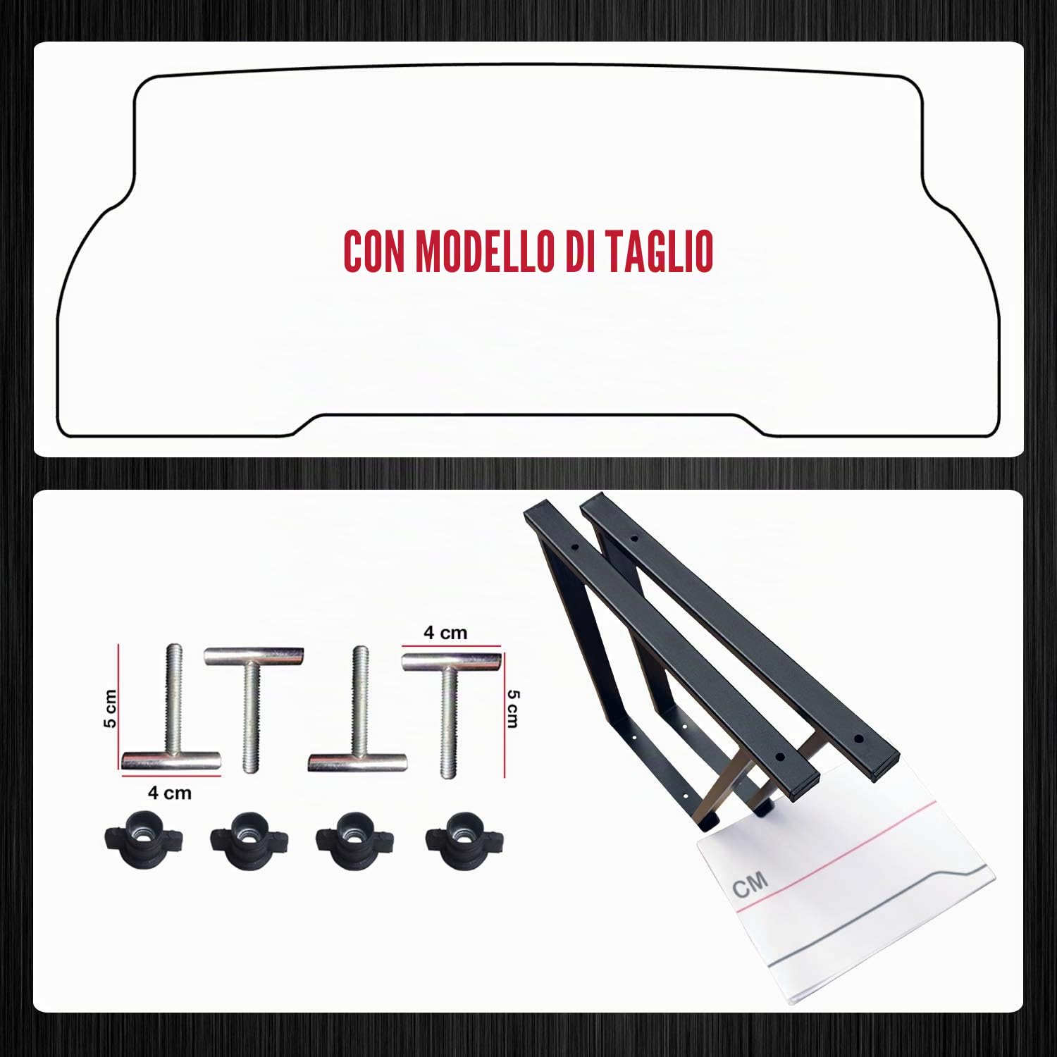 BREMER SITZBEZÜGE Consolle Multiflexboard verniciata a polvere compatibile con VW Multivan T5 T6 T6.1 / T5 Accessori/ T6 Estensione letto/Altezza 51 cm 2 pezzi in nero