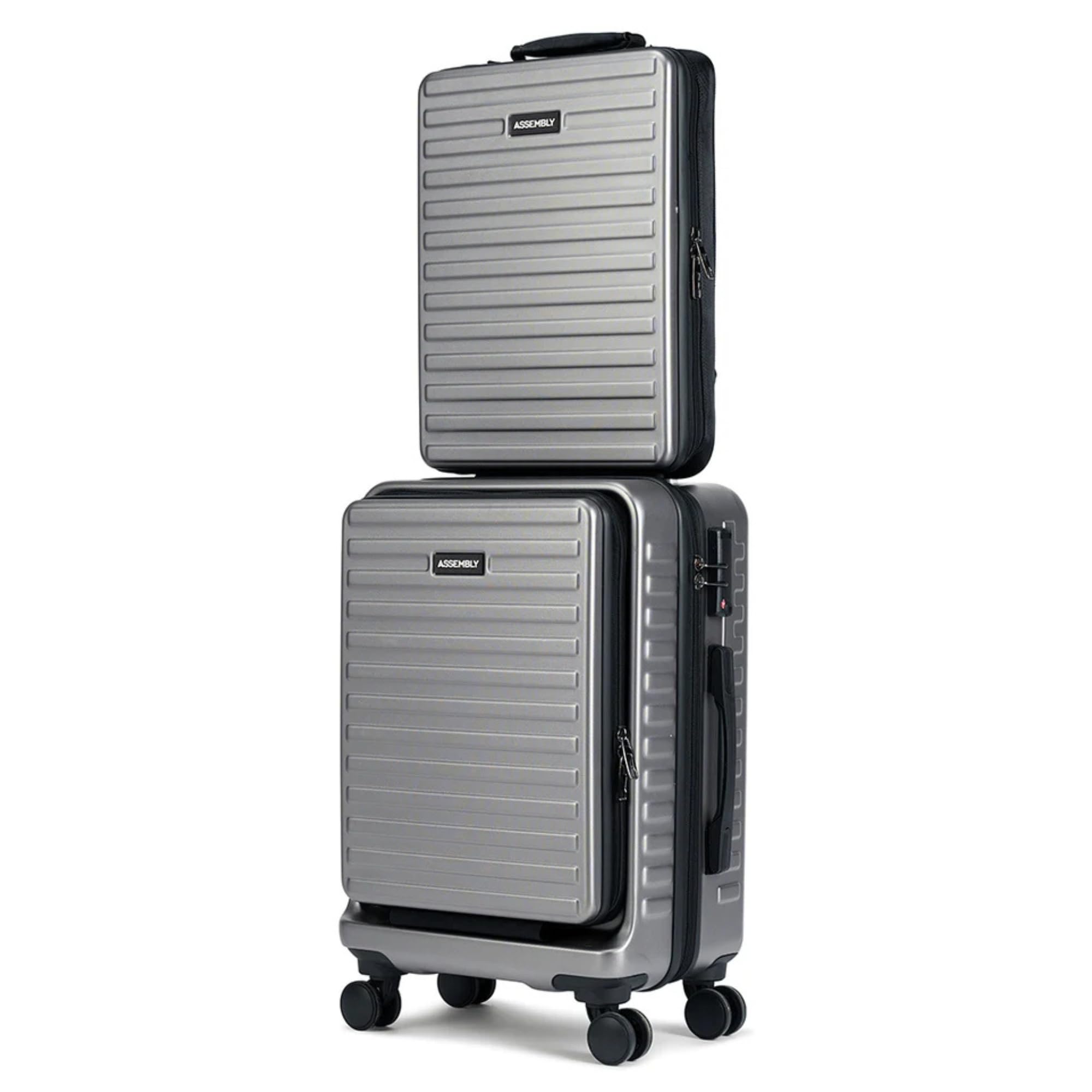 the assembly Premium Polycarbonate Cabin Spinner Trolley Bag & Laptop Backpack Combo|Fits Up To 15.6" Laptop,Water-Resistant 40L Trolley + 12L Backpack For Men And Women|Starkpro Edge - Grey-picture-14