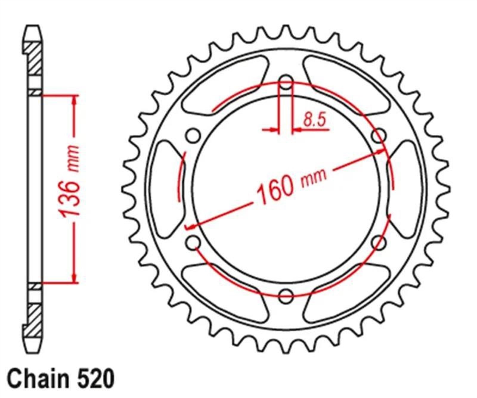 Pieza de piñón para BMW Road F650 GS 1999-2007 2006 2005 2004 G650 2011-2015 2014 2013 2012 para Sertao 2012-2013 520-47T Piñón Trasero De Motocicleta
