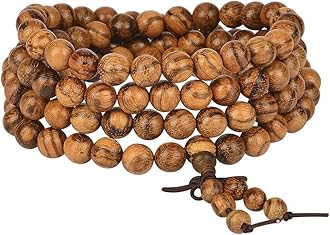 Mala Beads Bracelet 108 8mm Prayer Meditation Sandalwood Elastic…, 8 mm, Wood, circular