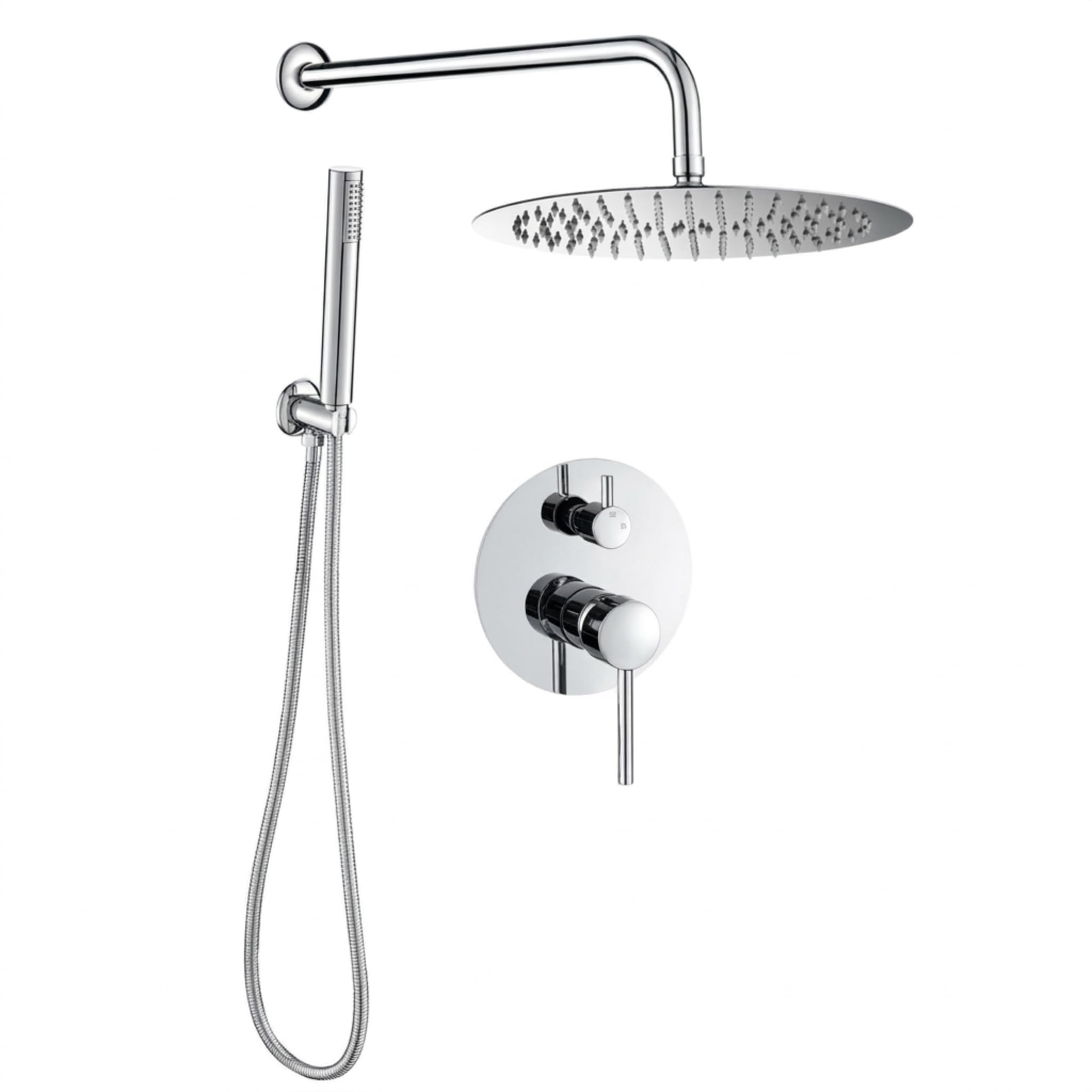 VALAZ Doccia Incasso Cromo | Miscelatore Doccia Incasso Spruzzatore Effetto Pioggia | Installazione a Parete Facile | Inossidabile, Rotondo, Spruzzatore 25 cm, Serie Jucar