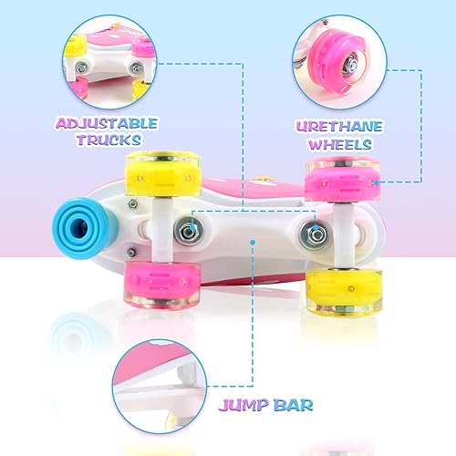 Miniatura 4 de LIKU Patines cuádruples para niñas y mujeres con luz de todas las ruedas, para interiores y exteriores, con cordones, divertido patinaje iluminador