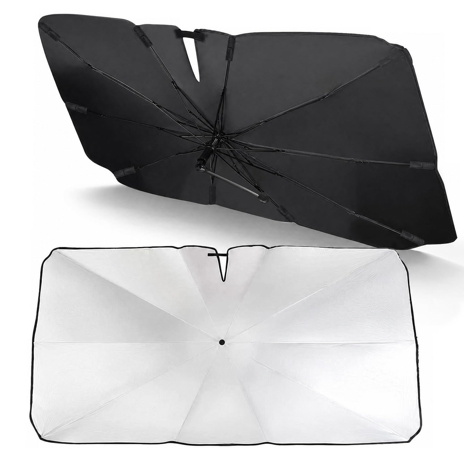 Pare Soleil Voiture pour Pare-Brise, Pare-Soleil Avant Pliable Parapluie, Protection UV & Anti-Chaleur, Réfléchissant, Protection Intérieure pour Berline et SUV (M)