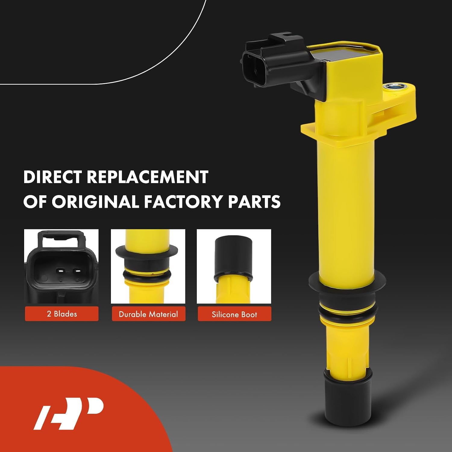 A-Premium Ignition Coil Pack and Iridium Spark Plugs Compatible with Jeep WJ Series Grand Cherokee 2002-2004 & Dodge Dakota 2005-2007, Yellow, Set of 8
