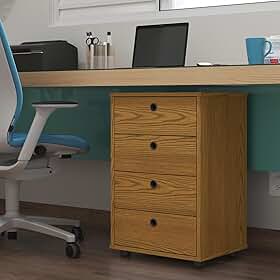 Gaveteiro de Mesa de Cabeceira Classic/Organizador / 4 Gavetas/Quarto/Dream/Home Office (FREIJÓ)
