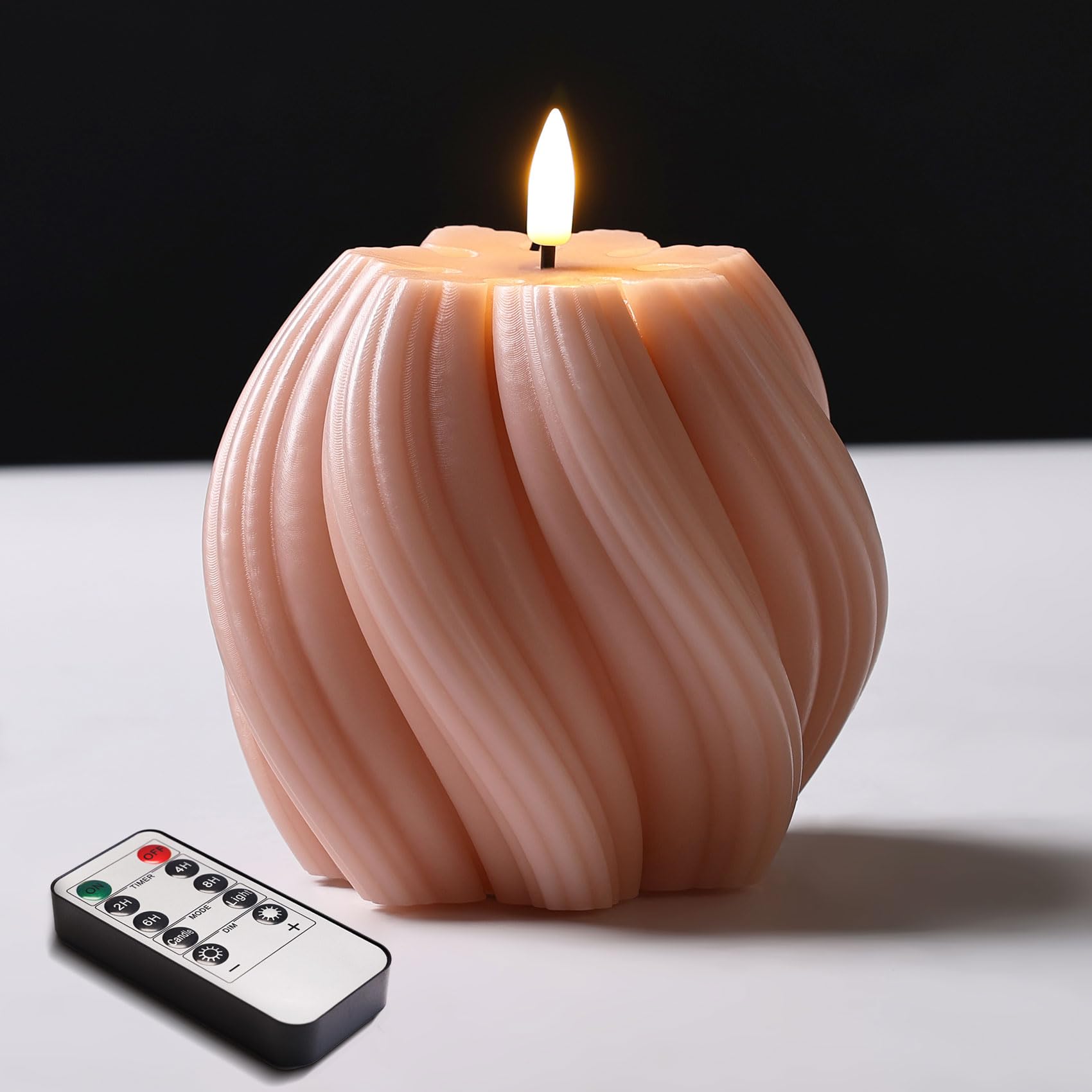 Velas sin llama rosa de cera LED con mando a distancia para hogar 8