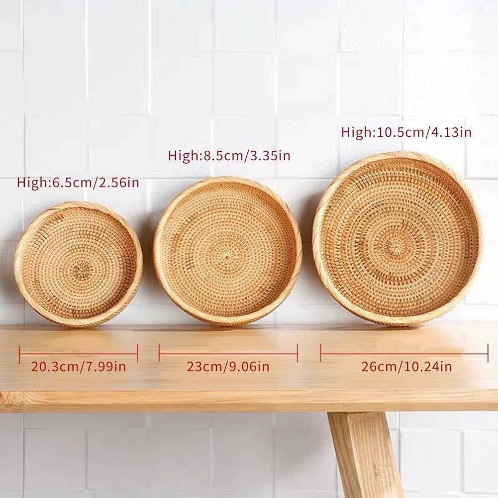 Handmade Rattan Square Fruit Baskets, Bread Basket, Wicker Storage Bowls, Natural - View #3