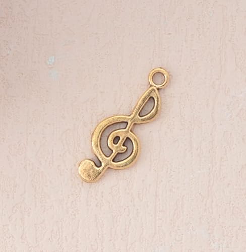 Miniatura 10 de 50 piezas de dijes de notas musicales de metal, símbolo de música vintage, elegante, elegante, instrumento, cuentas colgantes para manualidades,