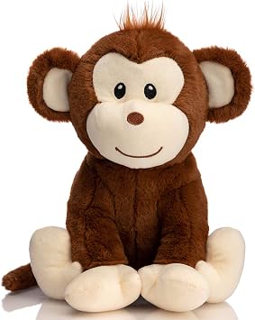 HollyHOME Monkey Stuffed Animal, Cute Cuddly Stuffed Monkey Plush,12 Brown