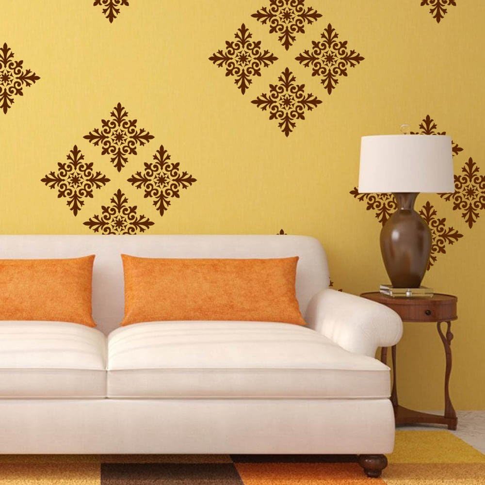 Arhat Stencils Glossy PVC ASR-E155 Damask Wall Decor Stencil