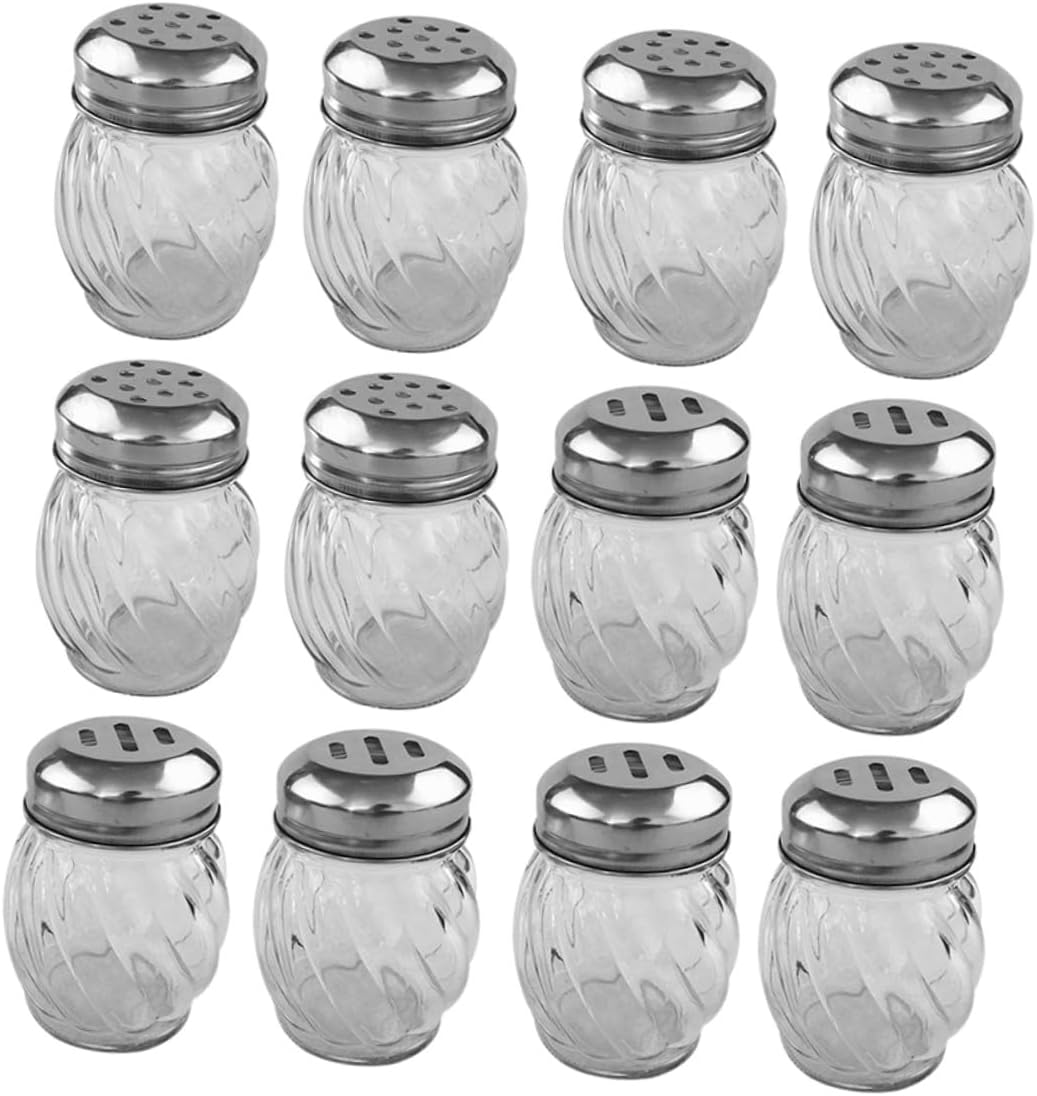 12pcs Glass Seasoning Shakers with Design Portable Salt and Pepper Dispensers for Kitchen and Camping Clean Reusable Spice Containers
