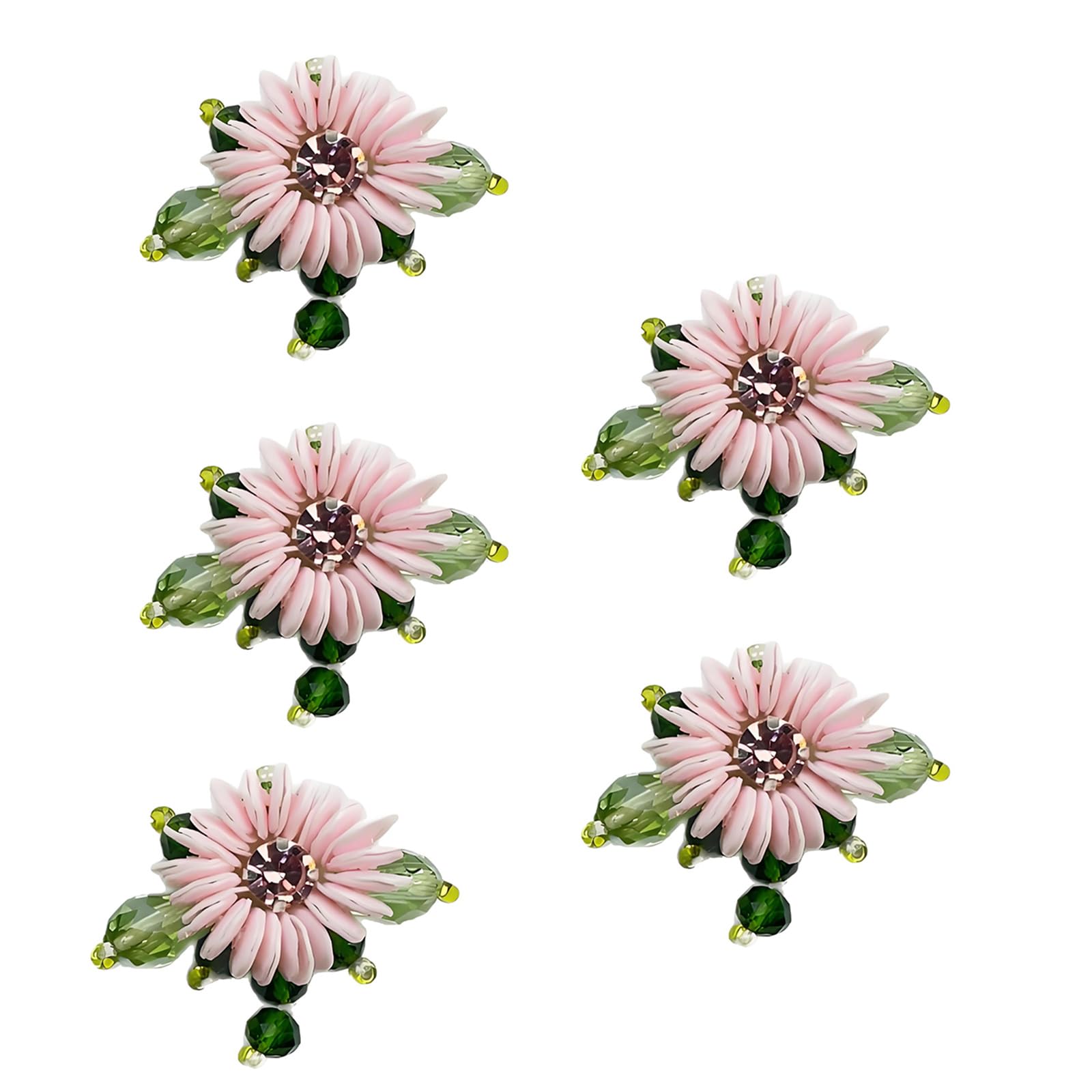 PANGBOER 5Pcs Handwoven Flower Appliques for Garment Shoe Hat and Bag Embellishment Clothing Accessories and Sewing Craft MulticolorEmbellishments