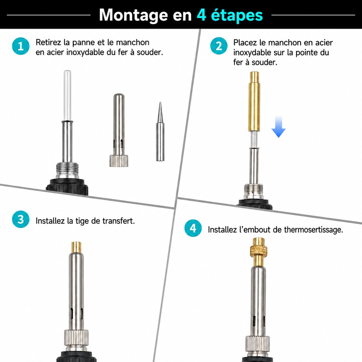 310 Pièces Inserts Filetés M2-M8, Kit de Fer à Souder pour Inserts Taraudés, Insert Impression 3D pour Pièces en Plastique
