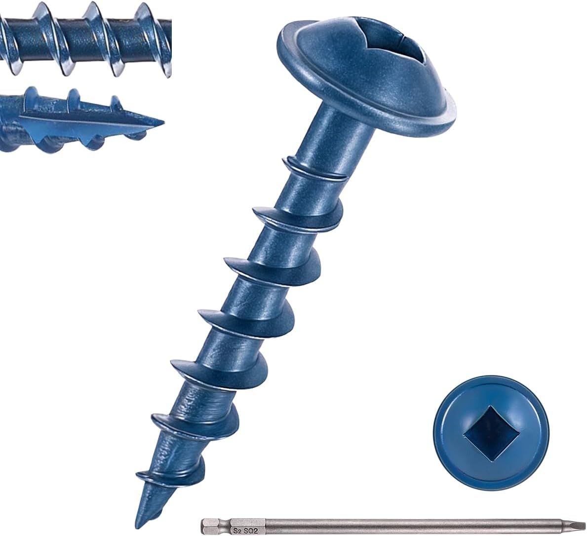 100 PCS(0.4 lb), #8 x 1 Pocket Hole Screws, Exterior Pocket Screw 1 inch, Coarse Thread, Square Drive, Washer Head, Rust Resistant, 150MM Drive Bit Included