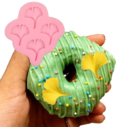 Miniatura 5 de Moldes de fondant de hojas, 3 piezas, mini moldes de fondant de ginkgo biloba, trébol de cuatro hojas, molde de silicona para decoración de pasteles
