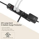 DEWENWILS 2-Pack 6-Outlet Surge Protector Power Bar, Flug Plug Power Strip with 6Ft Extension Cord Indoor, Protected Indicator Light, 15 Amp Circuit Breaker, 560 Joules, Wall Mount, Black, UL Listed
