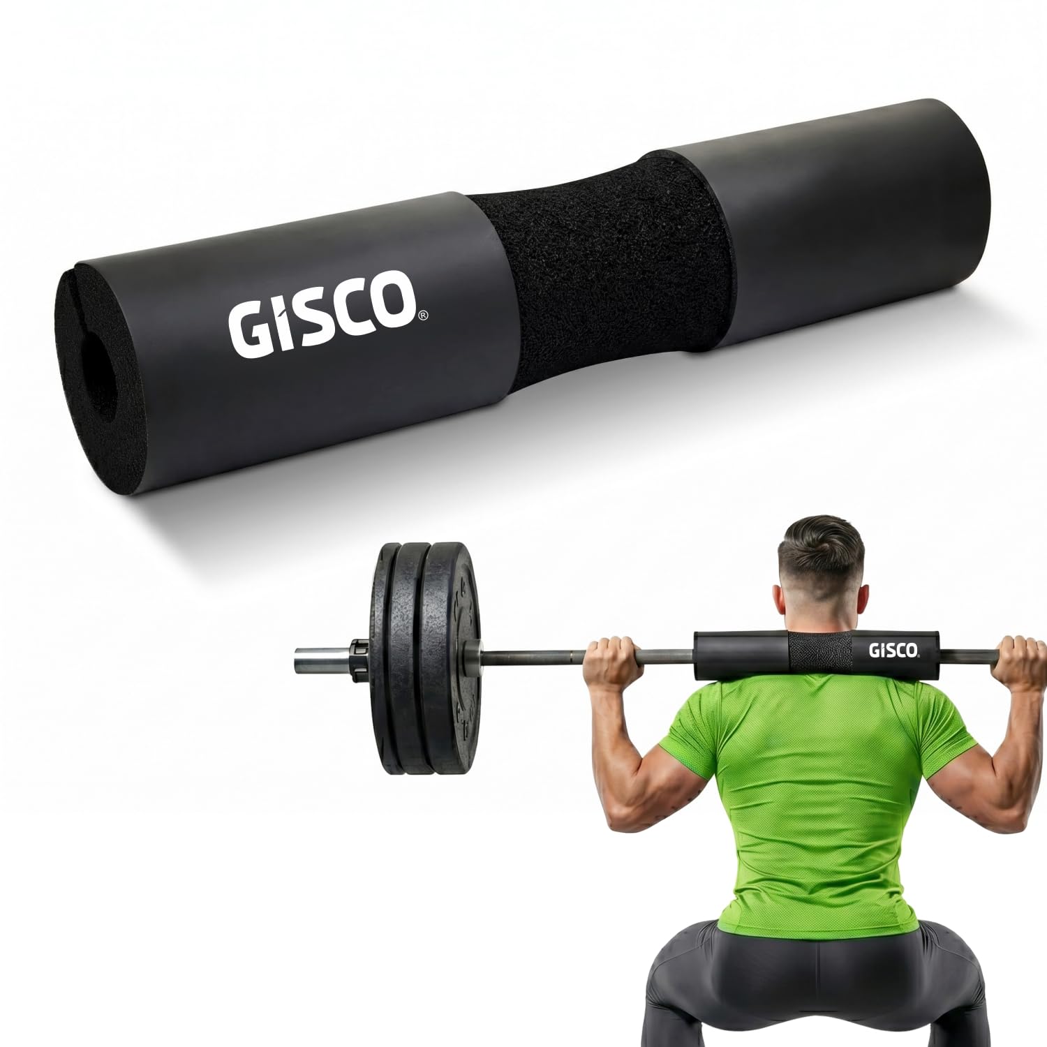 GISCO Barbell Pad for Weight Lifting with Extra Cushion Squat Pad for Gym Rod Foam Hip Thrust Pad for Neck & Shoulder Support Standard Sponge Barbell Neck Pad for Gym Squats, Weightlifting - Black-image-13