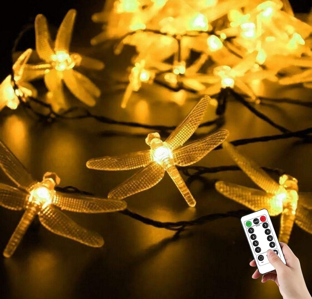 Łańcuch świetlny z pilotem zdalnego sterowania, 10 m, 100 diod LED, wodoodporne, wiszące światła do użytku na zewnątrz i wewnątrz, do ogrodu, sypialni, na wesele, przyjęcie, patio