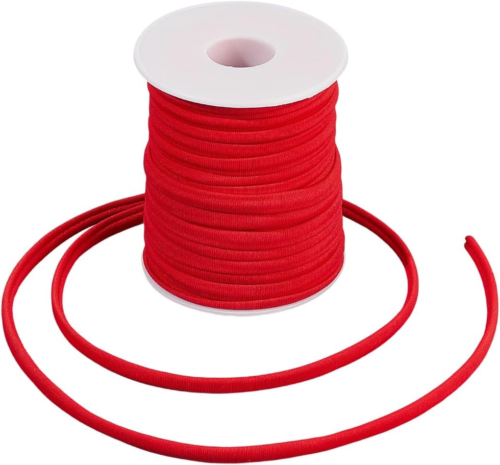 20M/21.8 Yards 5mm Nylon Cord White Flat Spandex Cord Soft Elastic Bikini Bathing Suit String Spandex Fabric Stretchy Strings for Hair Ties Drawstring Knotting Bracelet Jewelry Making Crafts