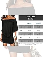 Vista 4 de Haola Bodycon - Mini vestido de verano para mujer con hombros descubiertos y escarolas.