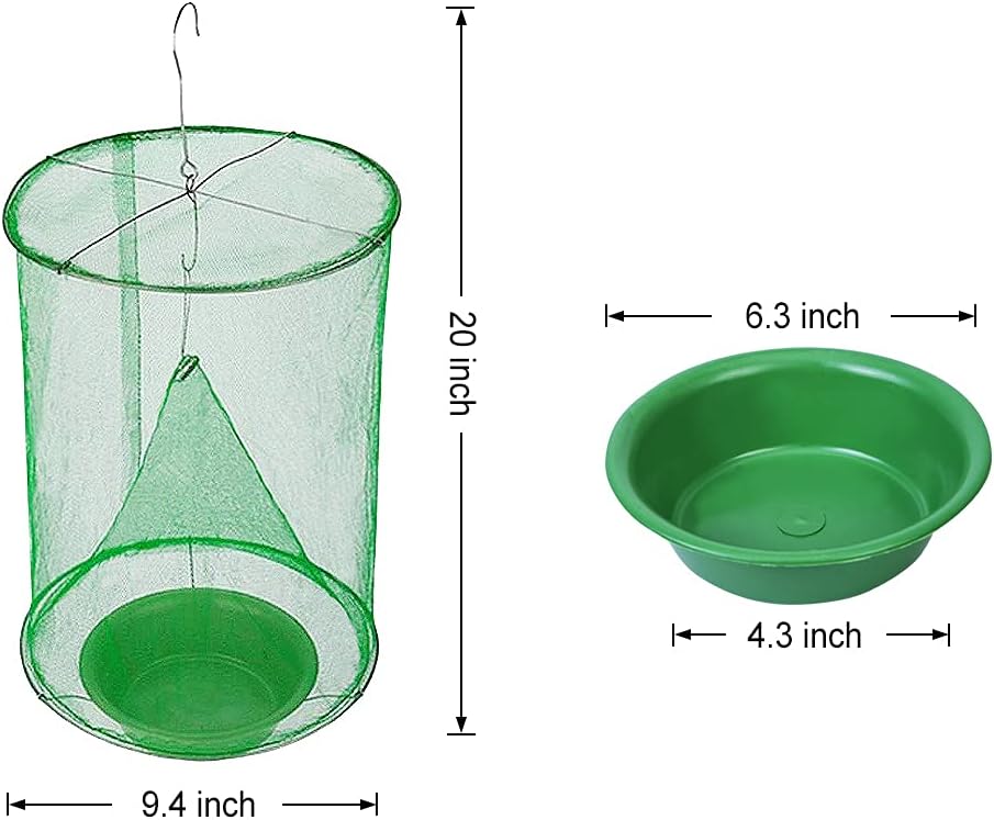 Stingmon 8 Pack Outdoor Ranch Fly Trap, Disposable Stable Pest Control Fly Traps Outdoor Hanging Cages, Flies Catcher Killer for Farm/Orchard