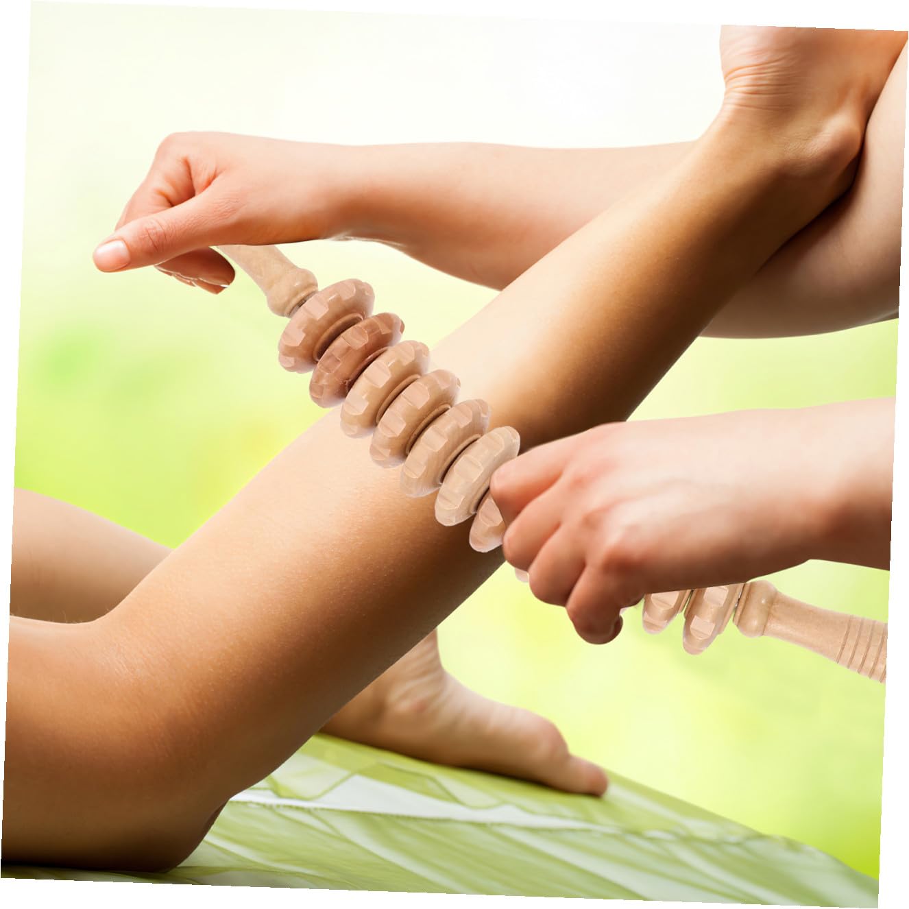 Massaggiatori per Corpo in Legno Kit 3 Pezzi Impugnatura Ondulata Antiscivolo per Massaggi Linfodrenanti e Uso Quotidiano