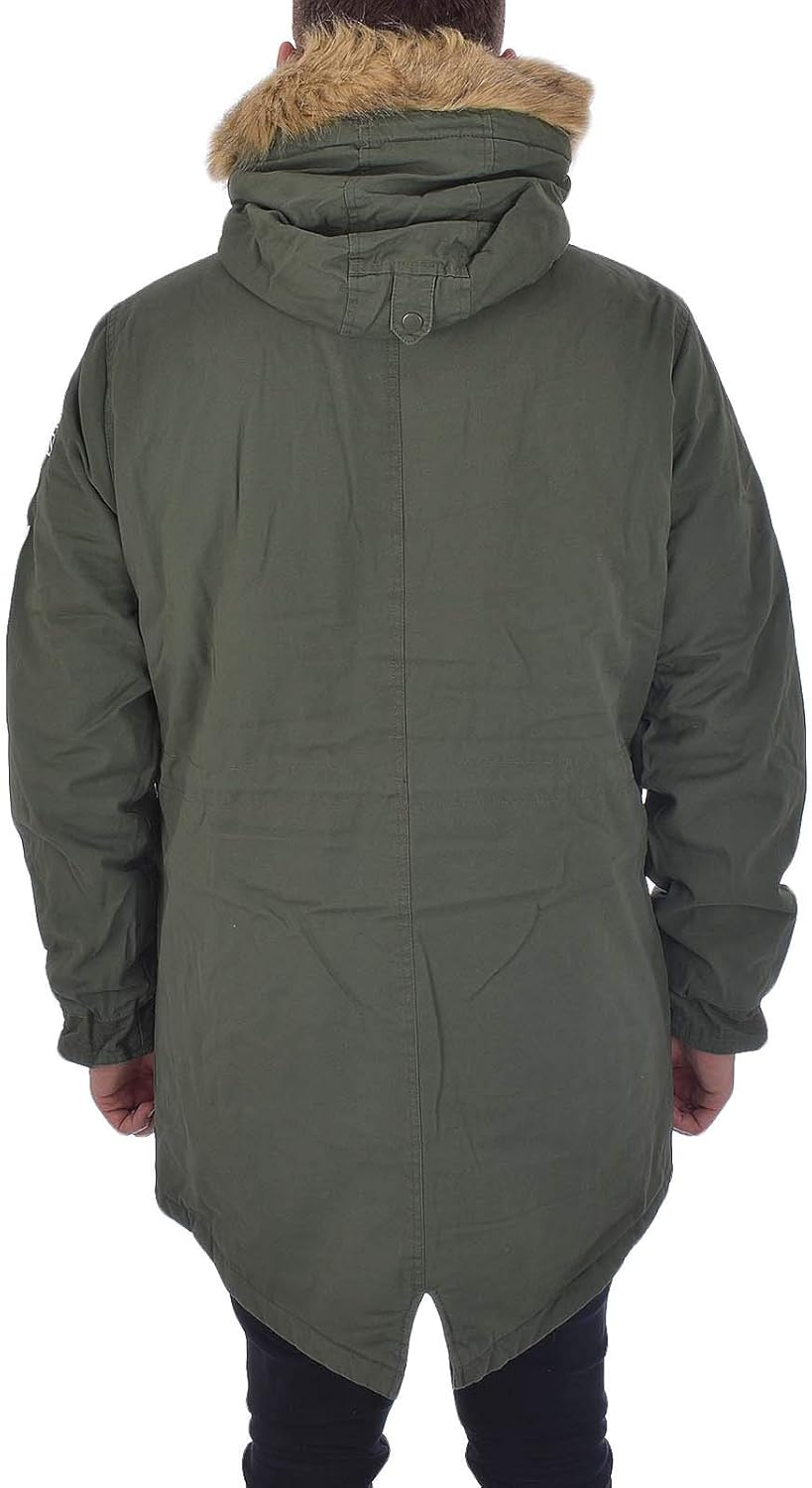 Lambretta Mens Parka Faux Fur Hooded Jacket