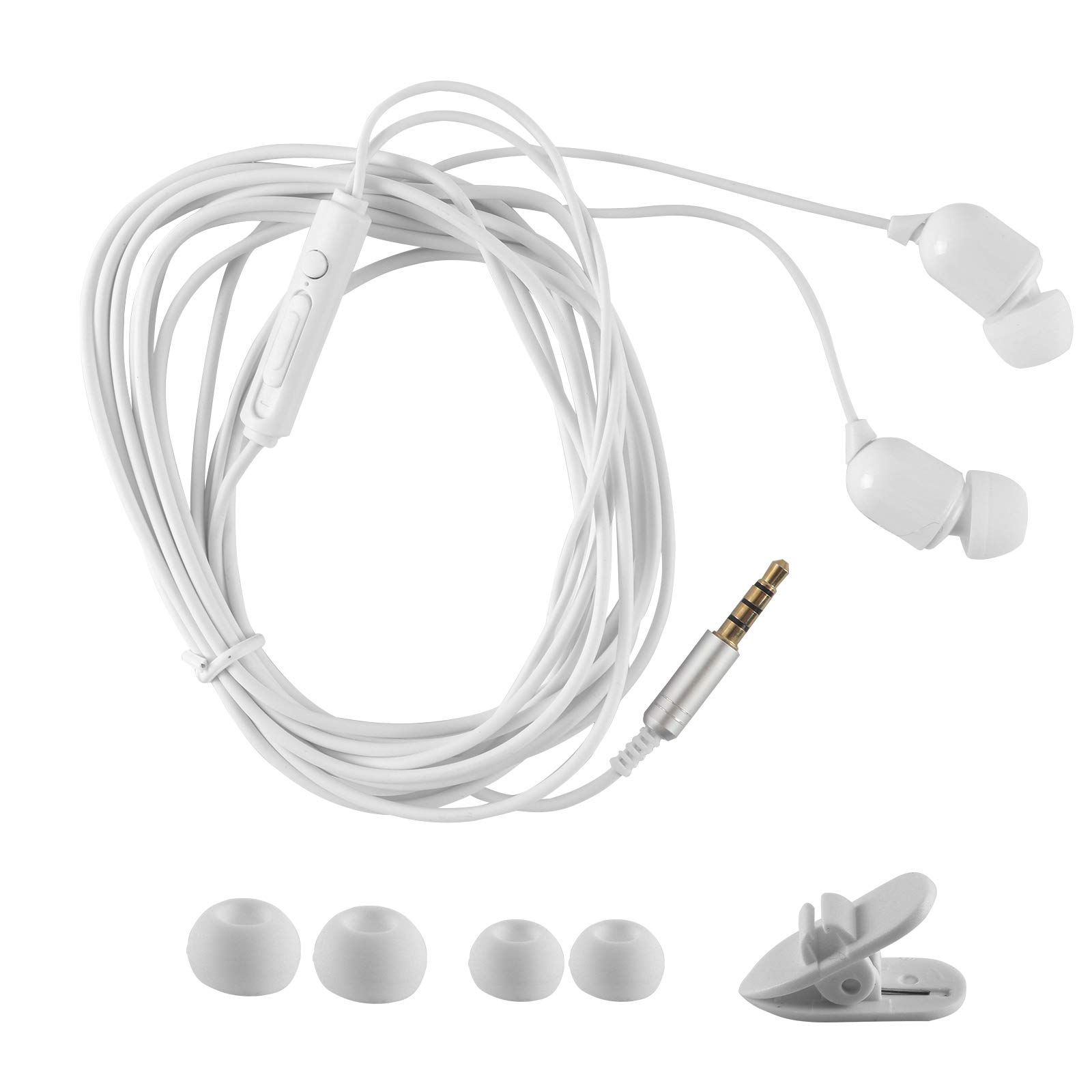 3.5mm有線イヤホン ヘッドホン 両耳 カナル型 イヤフォン ヘッドフォン 重低音 軽量 超長3ｍのロングコードヘッドセット 遠距離音楽を聞け ノイズキャンセリング スマホ/携帯電話/タブレット/MP3用 マイク付き (白)