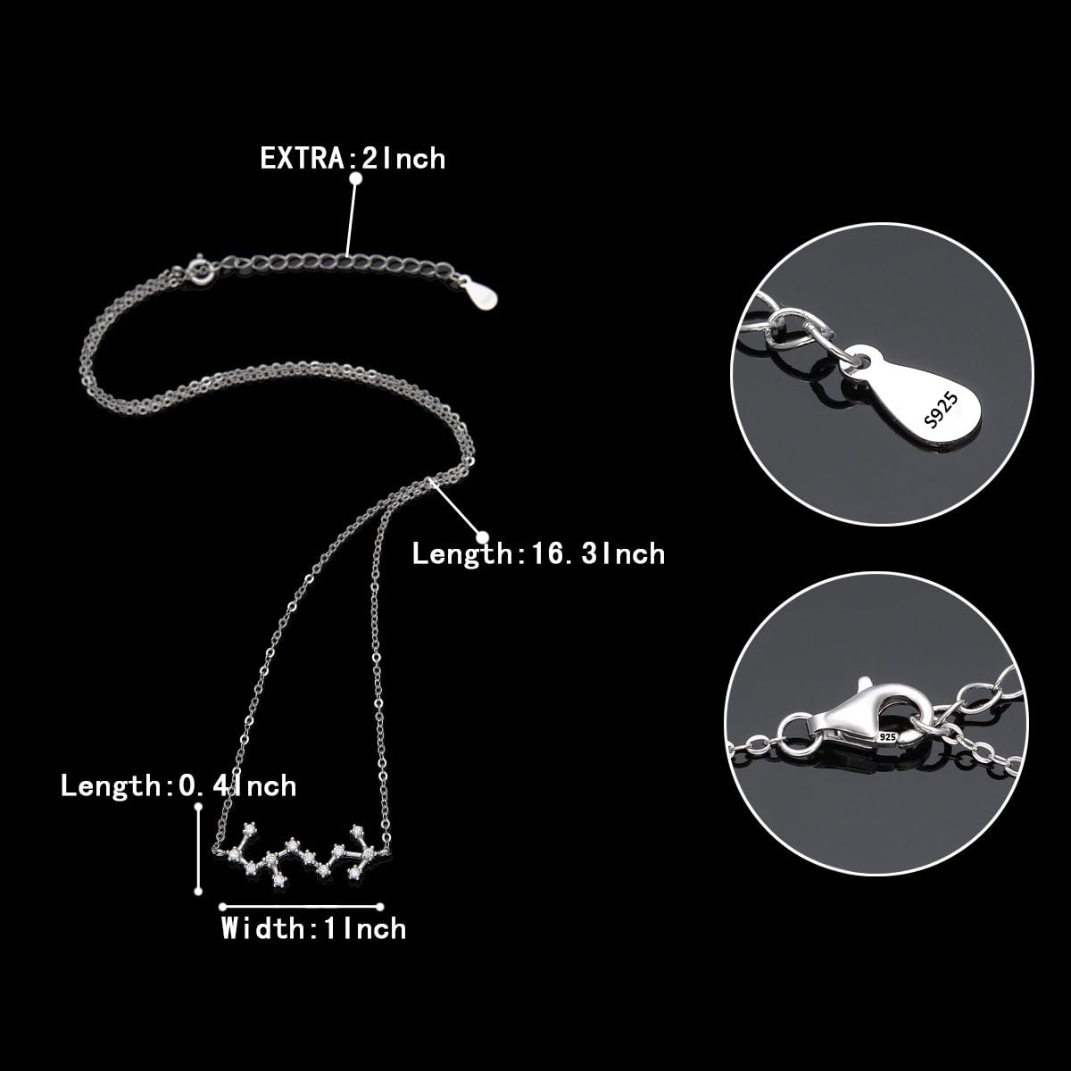 BriLove Gifts for Mom Women 925 Sterling Silver CZ Horoscope Zodiac 12 Constellation Astrology Pendant Necklace for Mothers Day/Valentines Day/Birthday/Christmas/Anniversary - Image 6