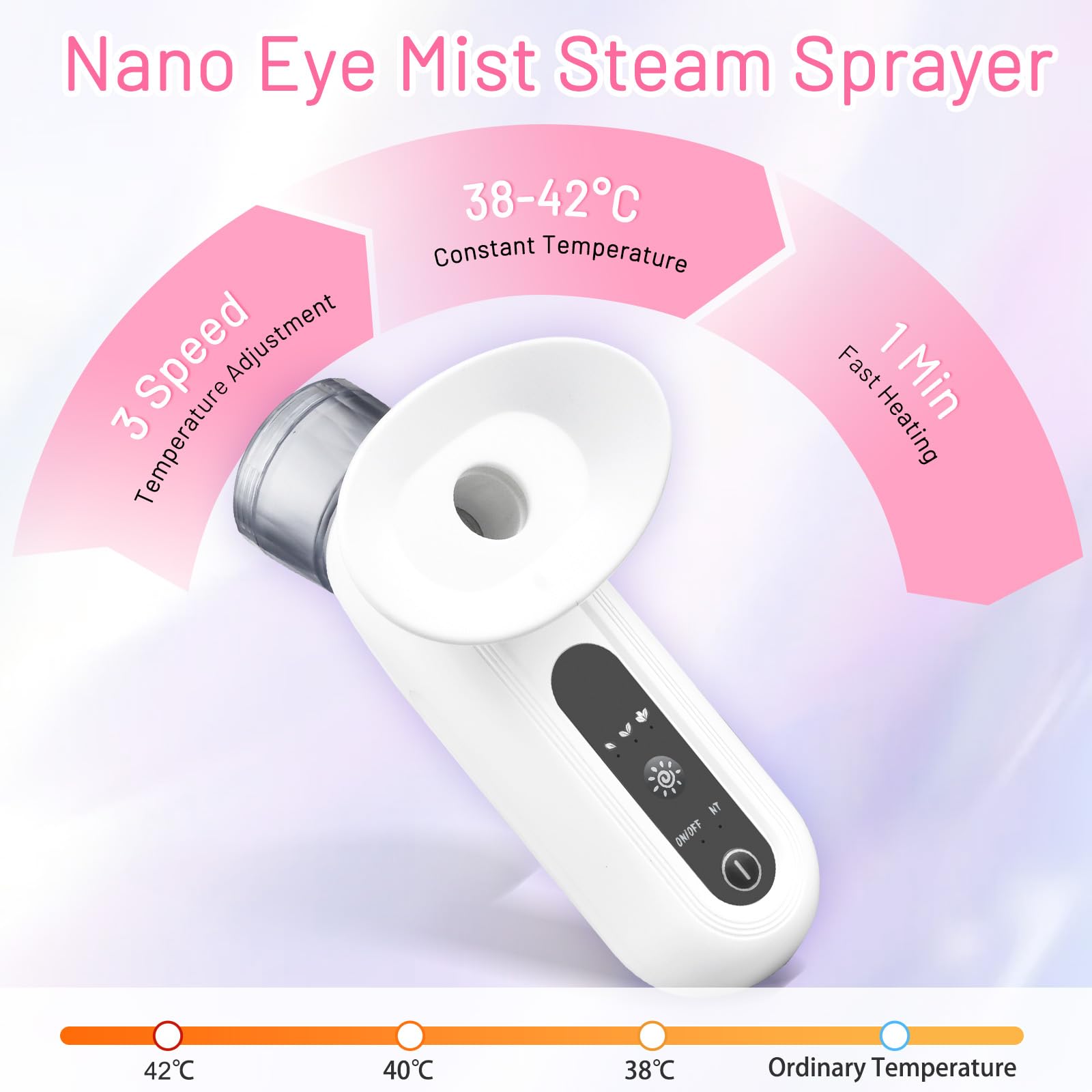 Nano máquina de vapor de ojos para cara seca, nano pulverizador de niebla de ojos con calor y modos de compresión fría, vaporizador de ojos recargable adecuado para el cuidado de la piel facial