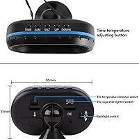 Vista 4 de Termómetro de coche LCD Digital Clock – MASO 12-24V Multifuncional Temperatura Voltímetro Medidor Electrónico Reloj Alarma Monitor con 2